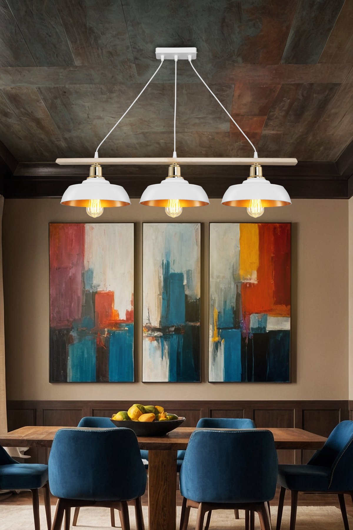 MDL.5349 KARYA 3LÜ AHŞAP NATUREL KASA - BEYAZ-GOLD ŞAPKA (GOLD KUKALI)